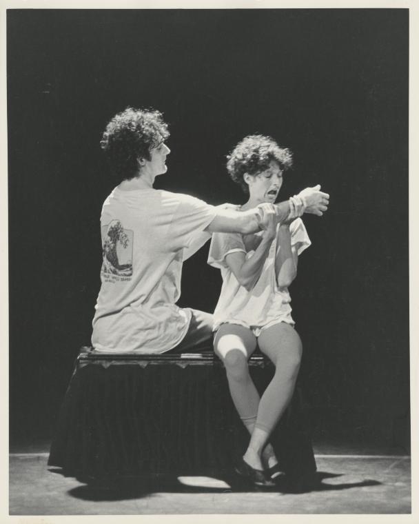 Mark Morris and Teri Weksler rehearsing "One Charming Night" at Jacob's Pillow, 1986