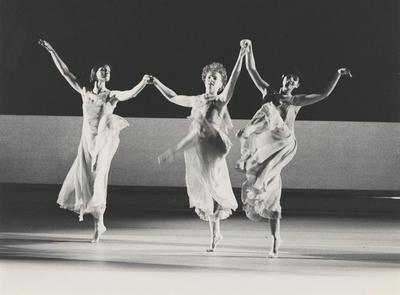 Tina Fehlandt, Megan Williams, and Mireille Radwan Dana in the premiere performance run of "L'Allegro, il Penseroso ed il Moderato," 1988