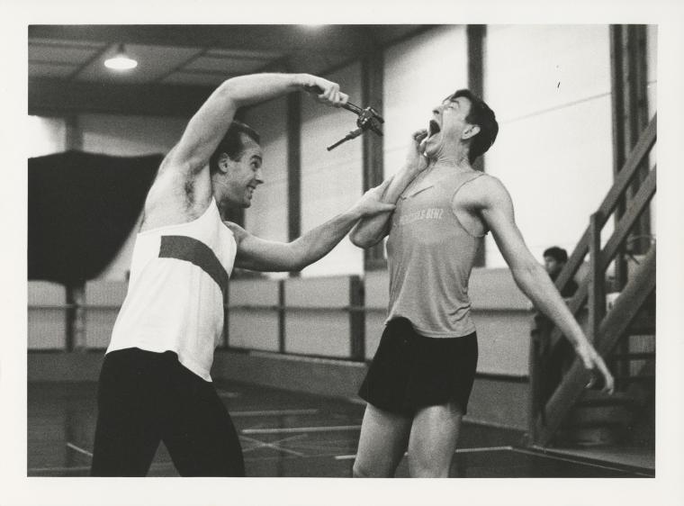 Nathaniel Lee and Dan Joyce rehearsing "The Hard Nut" at Rue Bara Studios, 1990