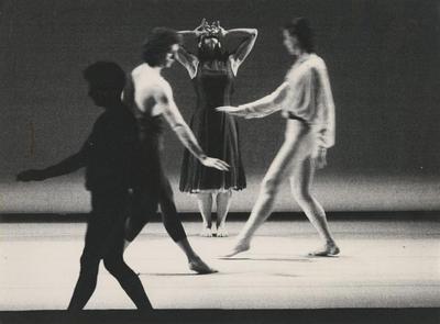 Donald Mouton, Paul Lorenger, Susan Hadley and Dan Joyce in the premiere performance run of "L'Allegro, il Penseroso ed il Moderato," 1988