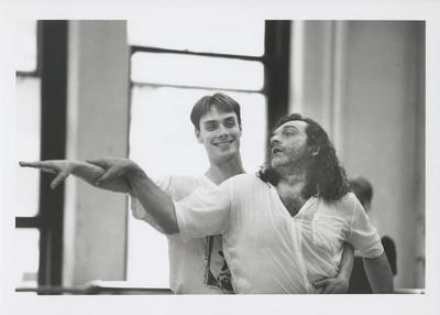 Mark Morris and Clinton Luckett of American Ballet Theatre rehearsing "Drink to Me Only With Thine Eyes," 1997