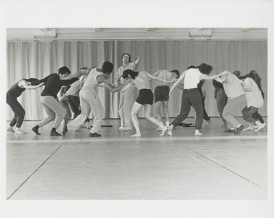 Michael Chance (center) and the company rehearsing "Orfeo ed Euridice," 1996