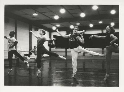 Joe Bowie, Megan Williams, William Wagner, and Alyce Bochette rehearsing "The Hard Nut" at Rue Bara Studios, 1990