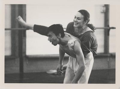 Keith Sabado and Holly Williams rehearsing "Going Away Party" at Rue Bara Studios, circa 1990