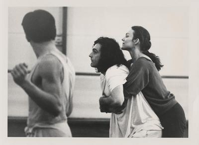 Keith Sabado, Mark Morris, and Holly Williams rehearsing "Going Away Party" at Rue Bara Studios, circa 1990