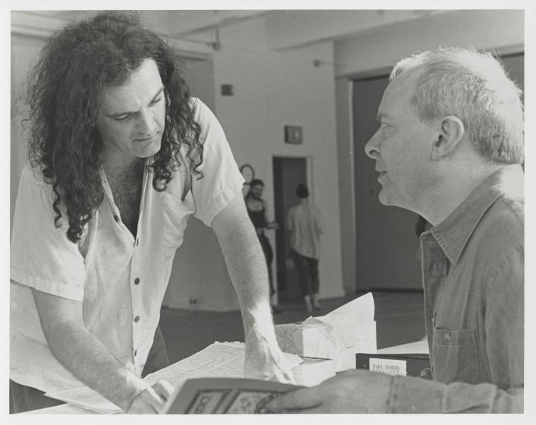 Mark Morris and Christopher Hogwood at the rehearsal of "Orfeo ed Euridice," 1996