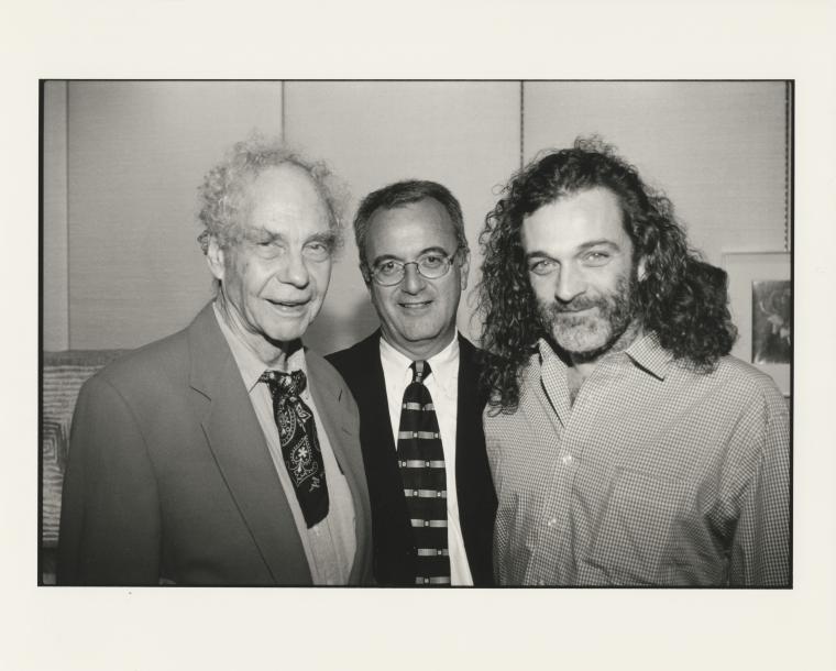 Merce Cunningham, Joe Melillo, and Mark Morris at a BAM Next Wave event, 1997