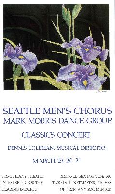 Postcard for Classics Concert, Seattle Men's Chorus - March 19-22, 1987