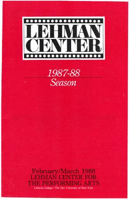 Program for Lehman Center for the Performing Arts - March 19, 1988