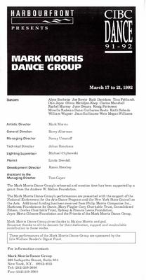 Program for Harbourfront Performing Arts Centre - March 17-21, 1992