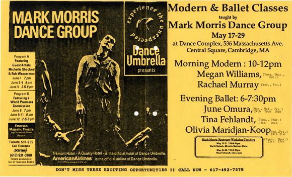 Flyer for Dance Umbrella (Boston, MA) - May 17-29, 1993