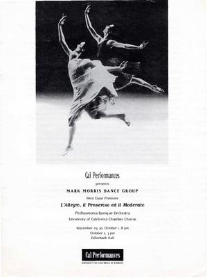 Program for "L'Allegro, il Penseroso ed il Moderato," Cal Performances - September 29-October 2, 1994