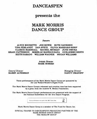 Program for DanceAspen Festival - July 15-17, 1993