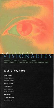 Brochure for American Visionaries series at Lincoln Center for the Performing Arts - July 1995