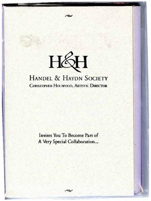 Invitation for "The Orfeo Project" benefit, Handel & Haydn Society - September 24, 1995