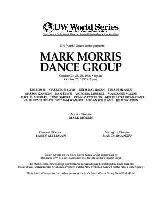 Program for UW World Series - October 24-26, 1996