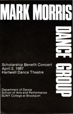 Program for Scholarship Benefit Concert, SUNY Brockport - April 2, 1987