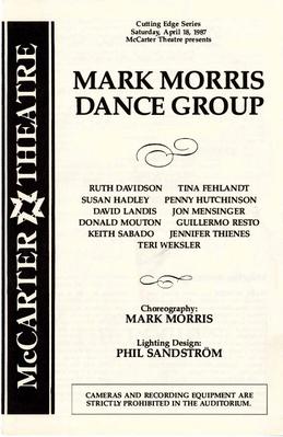 Program for McCarter Theatre Center - April 18, 1987