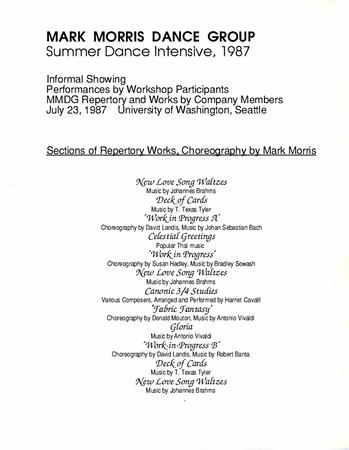 Program for Summer Intensive at University of Washington Extension - July 23-25, 1987