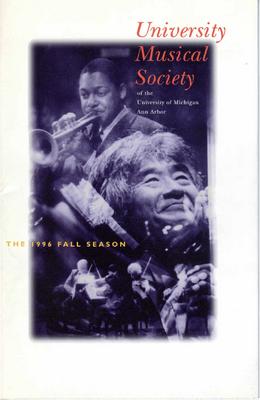 Program for University Musical Society - October 16, 1996
