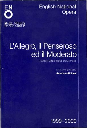 Program for "L'Allegro, il Penseroso ed il Moderato," English National Opera - June 30-July 7, 2000