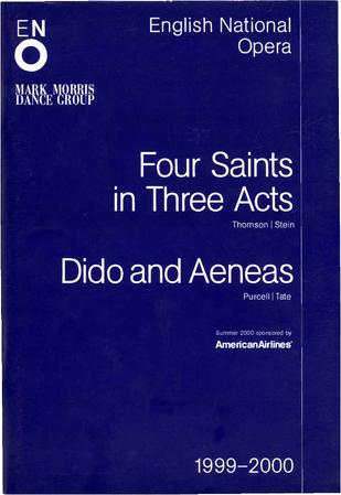 Program for "Four Saints in Three Acts" and "Dido and Aeneas," English National Opera - June 28-July 8, 2000