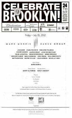 Program for Celebrate Brooklyn!, Bric Arts Media - July 26, 2002