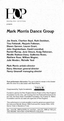 Program for Hopkins Center for the Arts - June 26-27, 1999