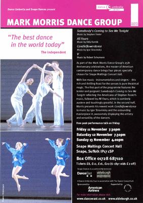 Flyer for Snape Dances, Dance Umbrella 25th Anniversary UK Tour - November 11-13, 2005