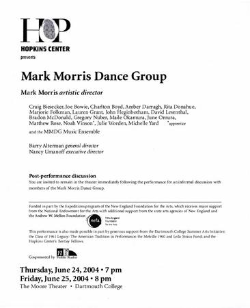 Program for Hopkins Center for the Arts - June 24-25, 2004