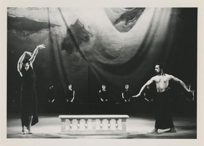 Mark Morris, Guillermo Resto, and Monnaie Dance Group/Mark Morris in the premiere of "Dido and Aeneas," 1989