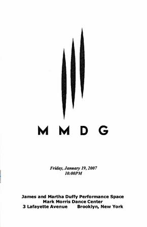 Program for MMDG Music Ensemble, Mark Morris Dance Center - January 19, 2007