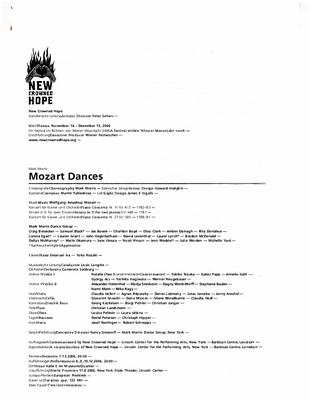 Program for "Mozart Dances," New Crowned Hope Festival (Vienna, Austria) - November 14-December 13, 2006