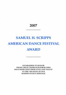 Program for Samuel H. Scripps American Dance Festival Award ceremony - July 21, 2007