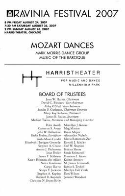 Program for "Mozart Dances," Ravinia Festival - August 24-26, 2007