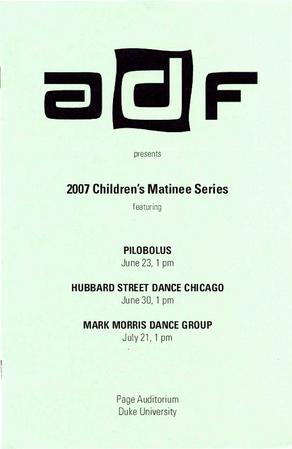 Program for Children's Matinee Series, American Dance Festival - July 19-21, 2007