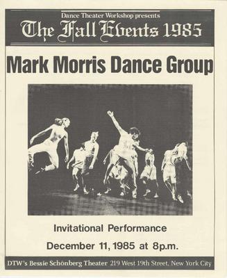 Invitational program for Dance Theater Workshop presents The Fall Events - Dec 6-22, 1985