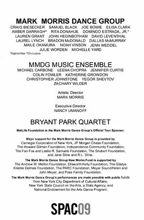 Program for Saratoga Performing Arts Center - July 20-21, 2009