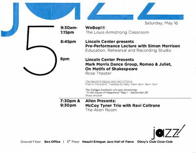 Flyer for Jazz at Lincoln Center - May 16, 2009