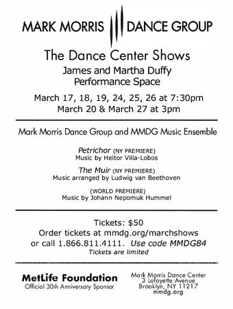 Flyer for The Dance Center Shows - March 17-21, 2011