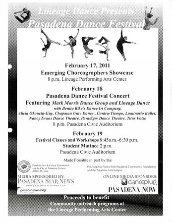 Flyer for Pasadena Dance Festival - February 17-19, 2011