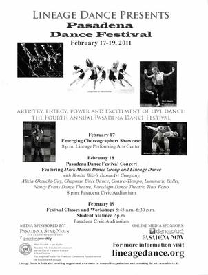Flyer for Pasadena Dance Festival - February 17-19, 2011