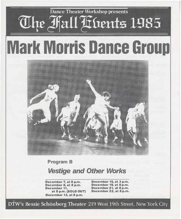 Program B for Dance Theater Workshop presents The Fall Events - Dec 6-22, 1985 