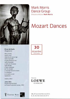Program for "Mozart Dances," Teatro Real - December 30, 2012-January 5, 2013
