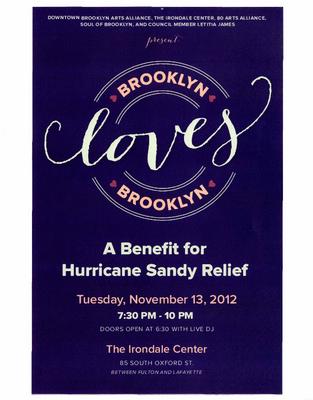 Casting list and promotional materials for Brooklyn Loves Brooklyn: A Benefit for Hurricane Sandy Relief - November 13, 2012