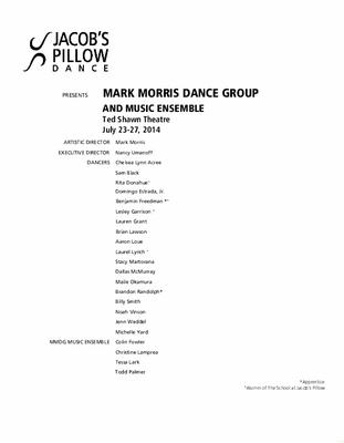 Program for Jacob's Pillow Dance Festival - July 23-27, 2014