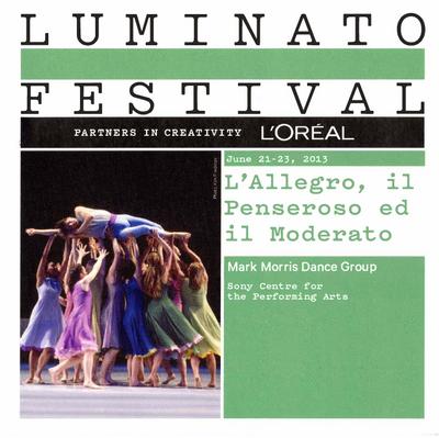 Program for "L'Allegro, il Penseroso ed il Moderato," Luminato Festival - June 21-23, 2013