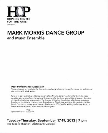 Program for Hopkins Center for the Arts - September 17-19, 2013