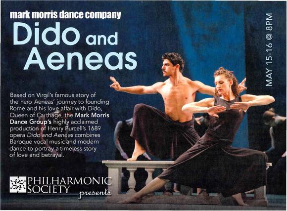 Postcard for "Dido and Aeneas," Philharmonic Society of Orange County - May 15-16, 2015