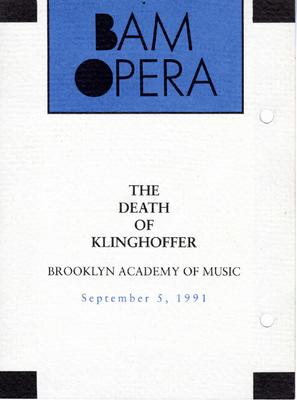 Opening night reception invitation to "The Death of Klinghoffer," Brooklyn Academy of Music (Brooklyn, NY) - September 5, 1991